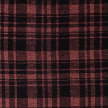Jacquard Flanell Jersey Karo Schwarz/Terrakotta by Swafing